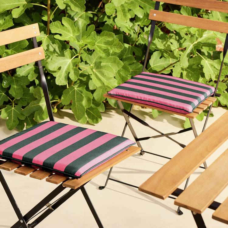 Habitat Stripe Outdoor Garden 2 Seat Cushions - Pink & Green