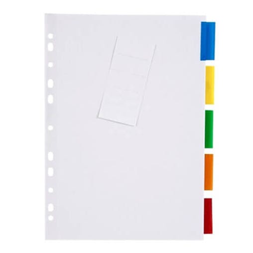 Marbig 5 Insert Tab Manilla Dividers A4 (Coloured)