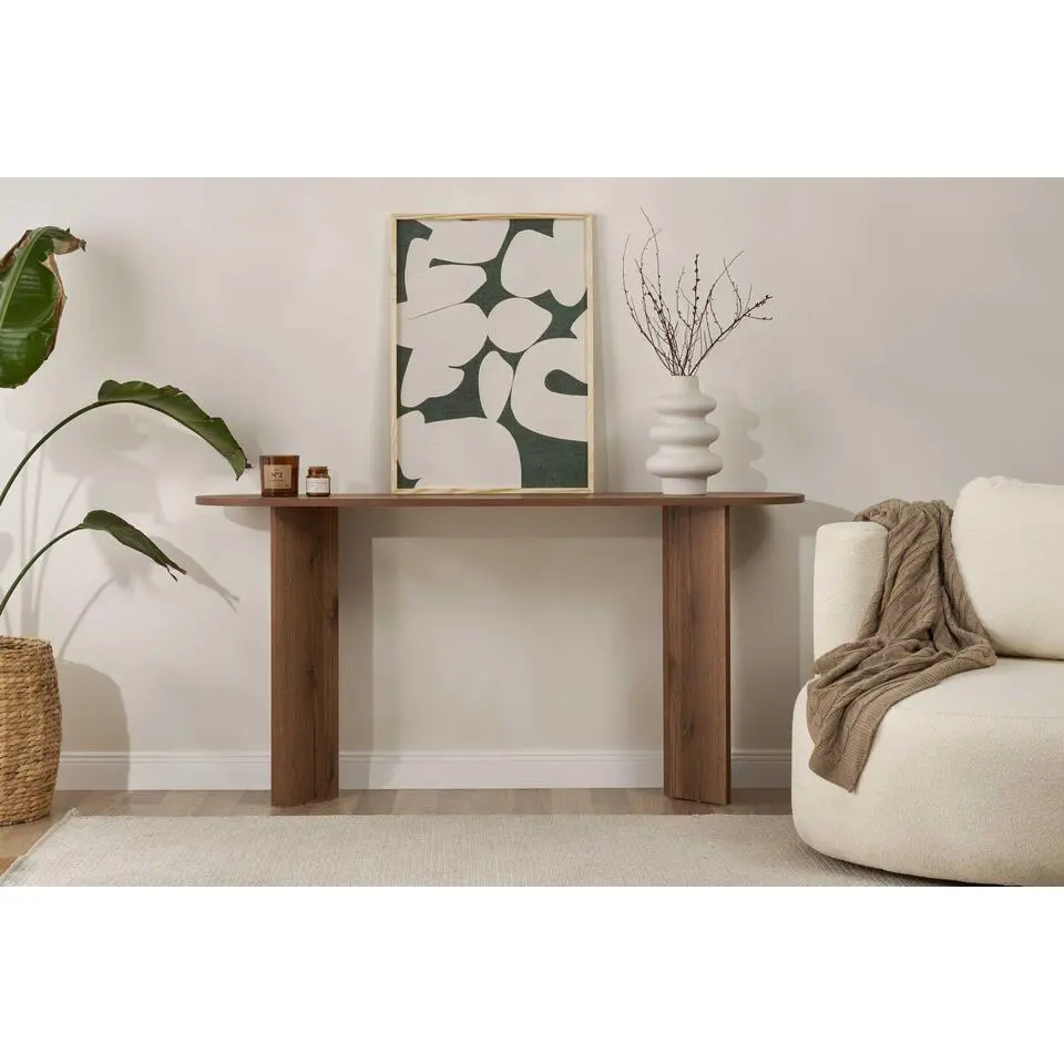 Haltafel Sira - 150x35x75cm - ovaal - walnootdecor