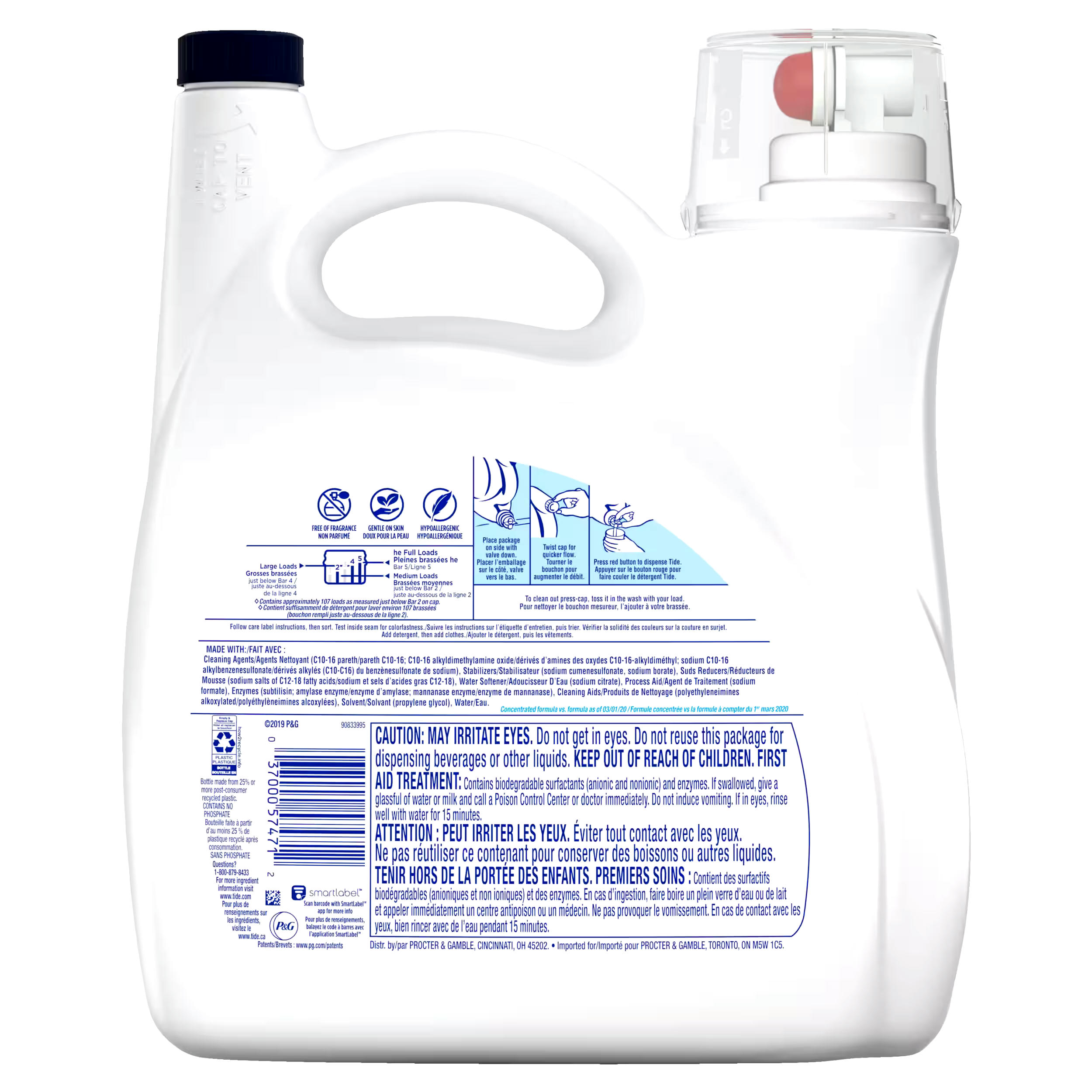 Tide Free & Gentle Liquid Laundry Detergent, 107 loads 4.55 L