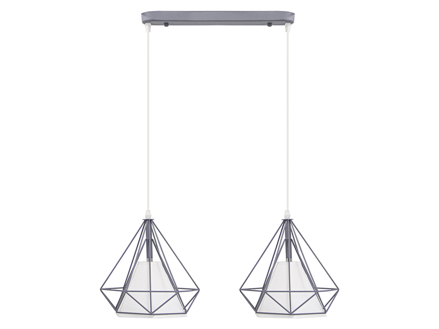 Lampa wisząca Piramida 2-punktowa tkaninowa biało-szara