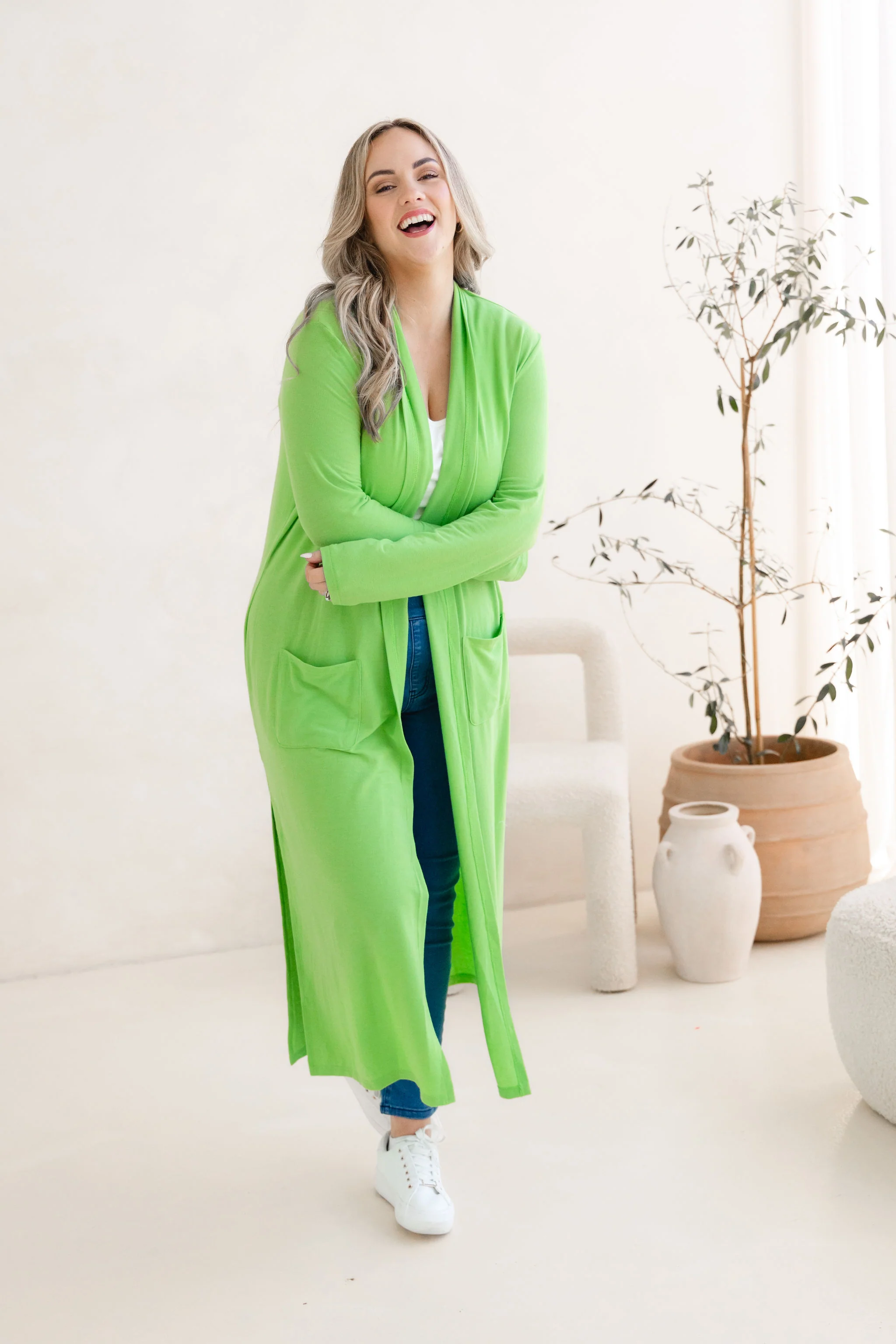 Jane Cardi Maxi Length in Apple