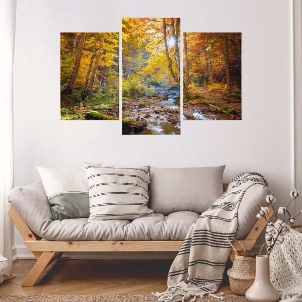 Obrazy Do Salonu Jesienny Leśny Krajobraz 90x60cm