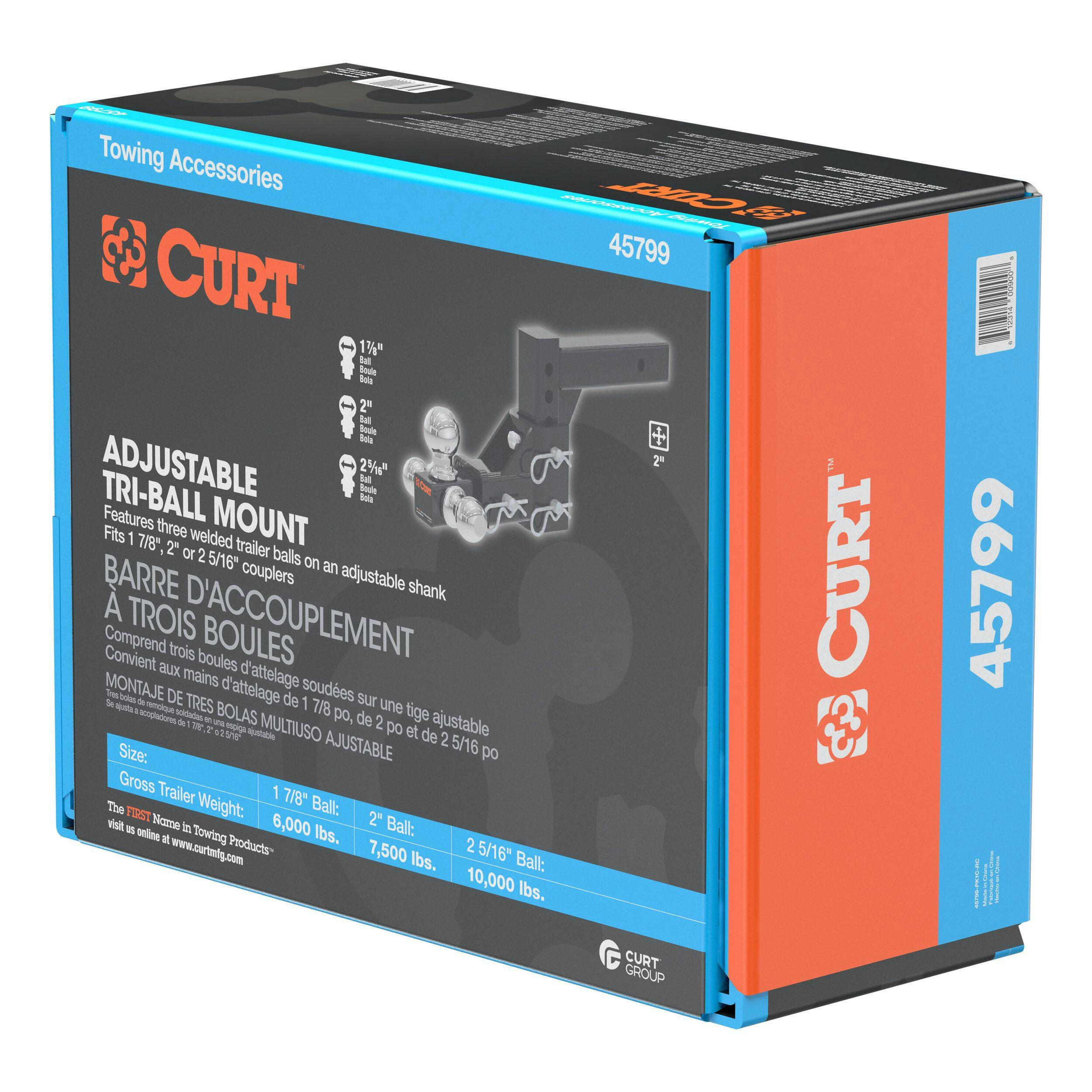CURT Adjustable Tri-Ball Mount (1-7/8-in, 2-in & 2-5/16-in Balls)