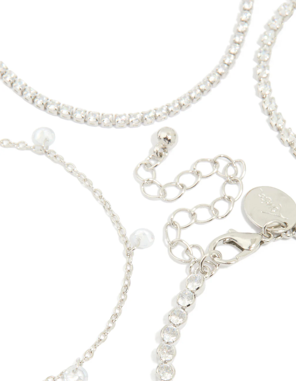Silver Cubic Zirconia Tennis & Droplet Bracelets 4-Pack
