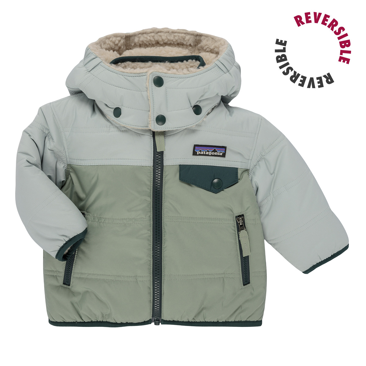 Patagonia - BABY REVERSIBLE TRIBBLES HOODY - Beige / Green