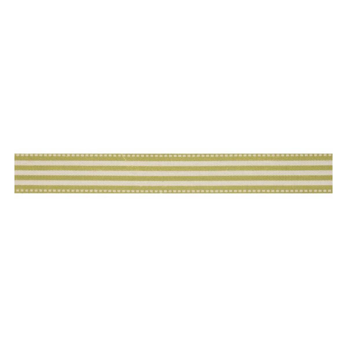 Green Stripe Cotton Ribbon 15mm x 5m