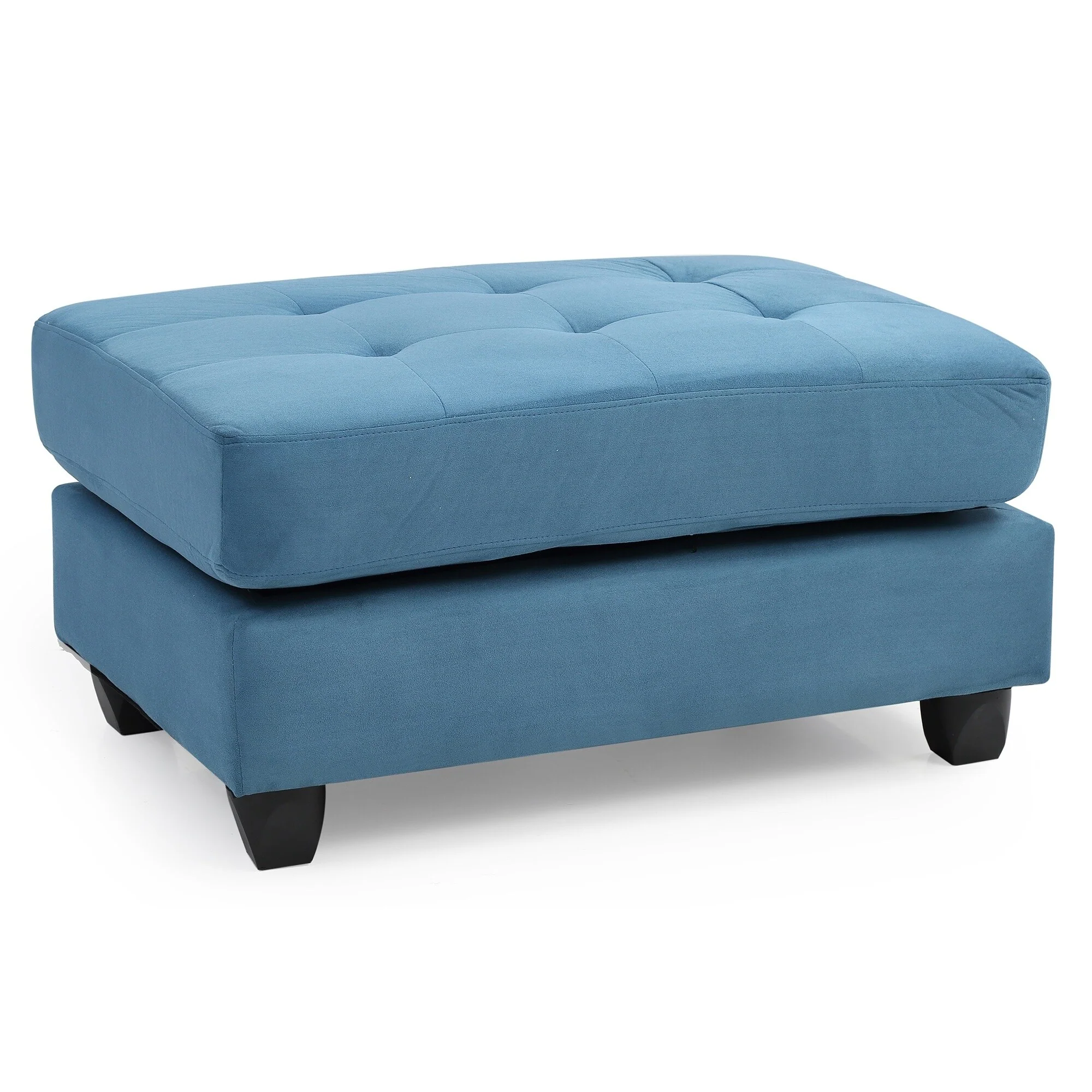 Upholstered Tufted Ottoman - 38 - Blue