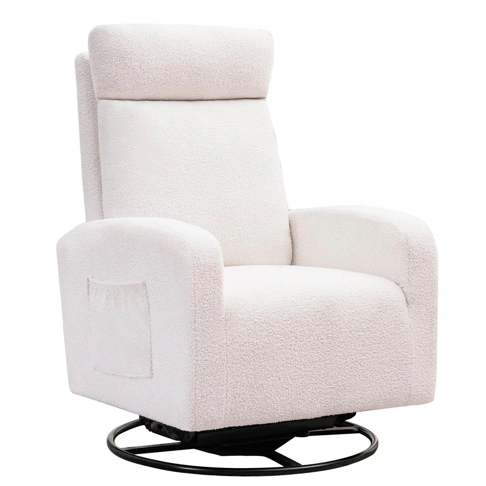 HOMYKA Swivel Glider Rocker Accent Chair for Nursery with Side Pocket