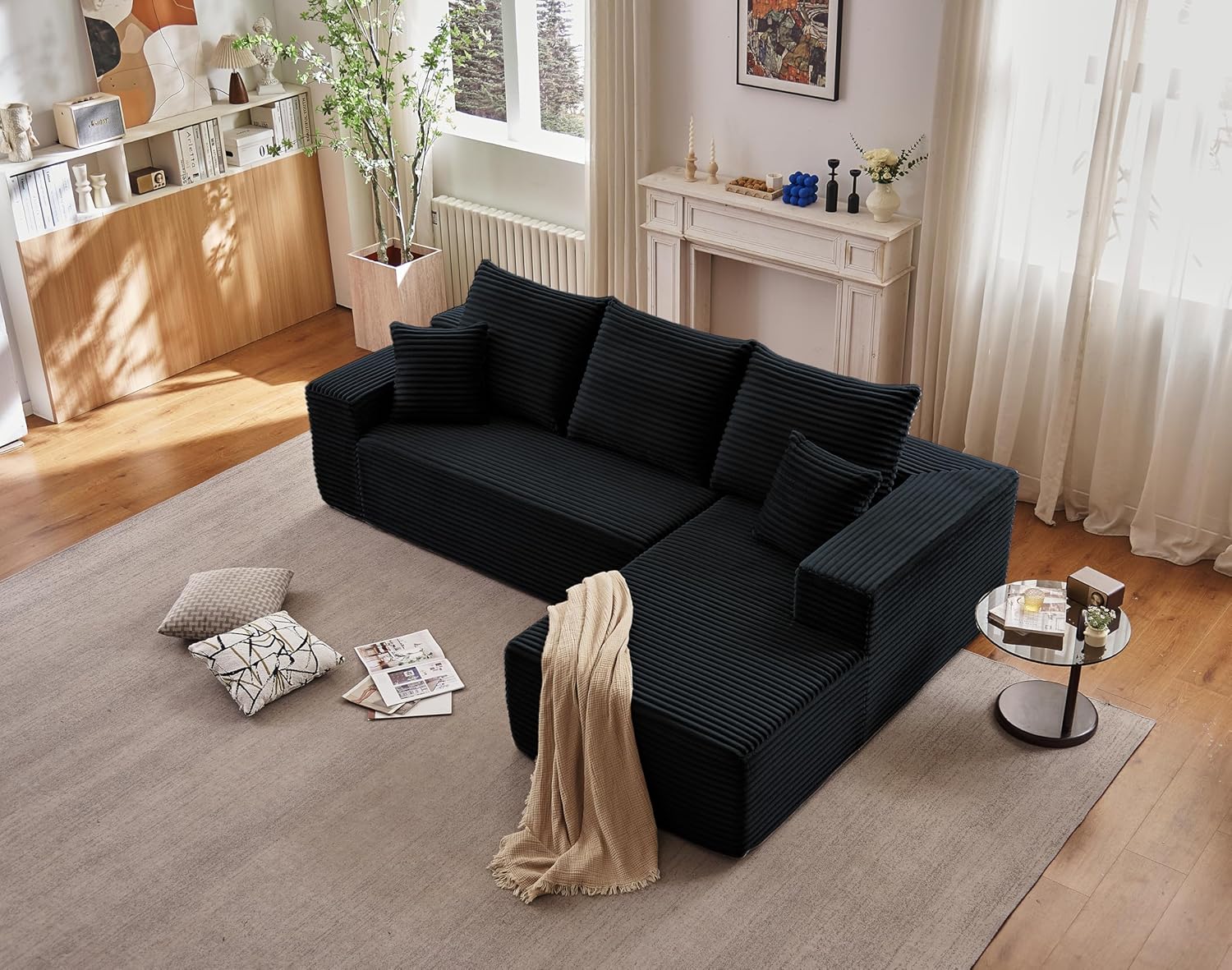 95 Cloud Sectional Couch with L-Shape Chaise, Modern Cloud Couch with Deep Seat, Modular Sectional Couches for Living Room, Apartment, Office, No Assembly Required