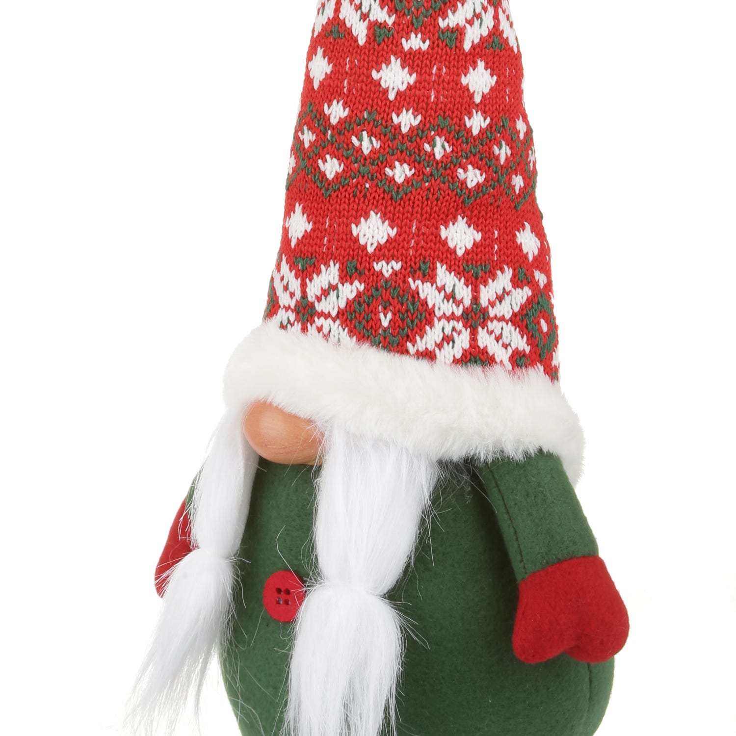Gnomo natalizio fermaporta 45 cm cappello rombi rosso