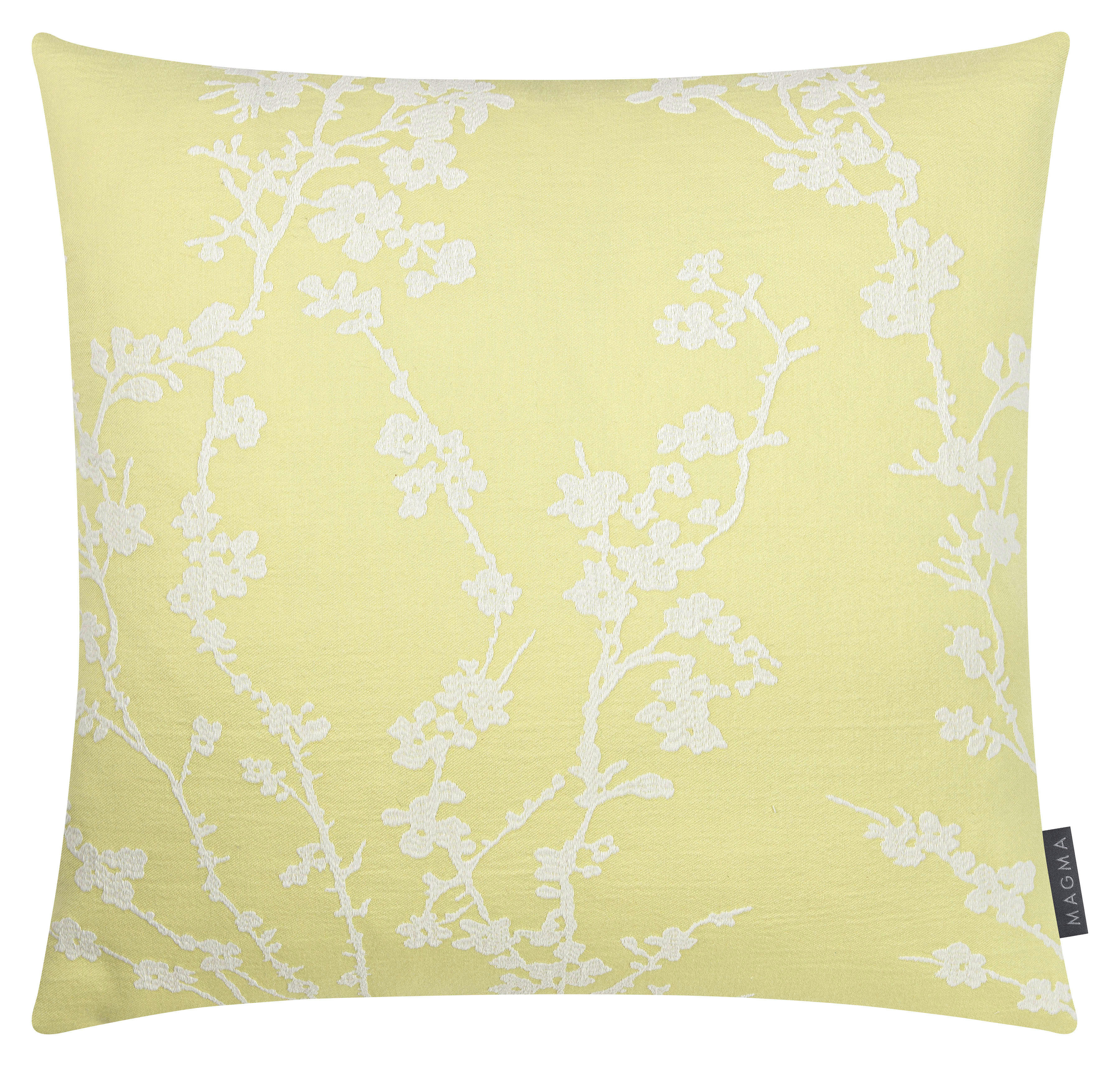 JASMIN - Housses de coussin jaune anis jacquard coton 50x50 -Lot de 2
