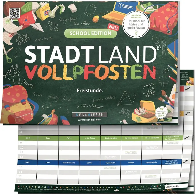 Party-Spiel Stadt Land Vollpfosten A4 Block School Edition