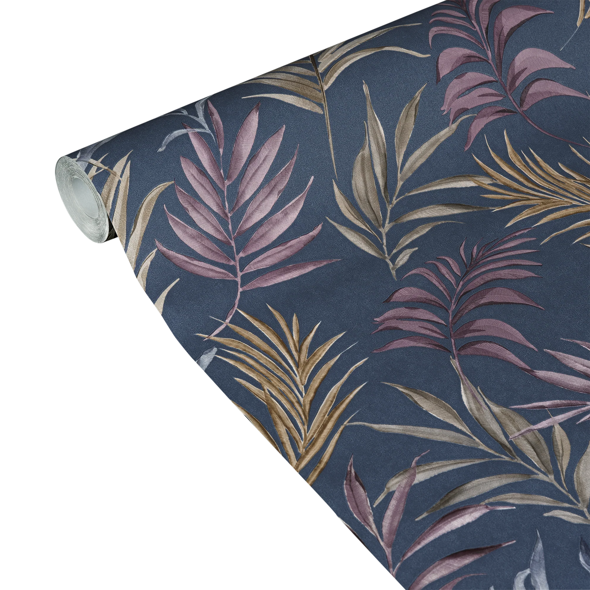 CosmoLiving Papier peint intissé MIDNIGHT BOTANICA bleu nuit et prune
