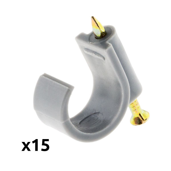 Lot de 15 attaches plastiques diamètre 16mm - Gris - Zenitech