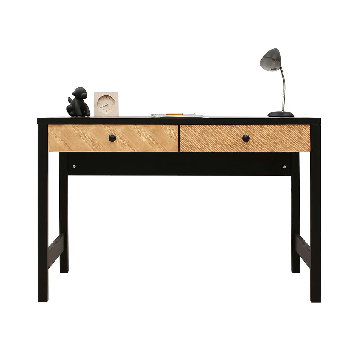 JOB - Bureau 2 tiroirs noir naturel naturel