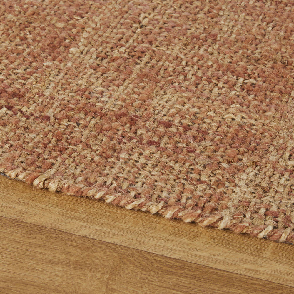 LOUISA - Tapis tissé en laine, jute et coton beige et terracotta 140x200