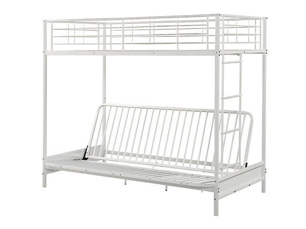 Lit mezzanine 90 x 190 cm - Avec banquette convertible - Métal - Blanc   Futon   Matelas - MODULO V