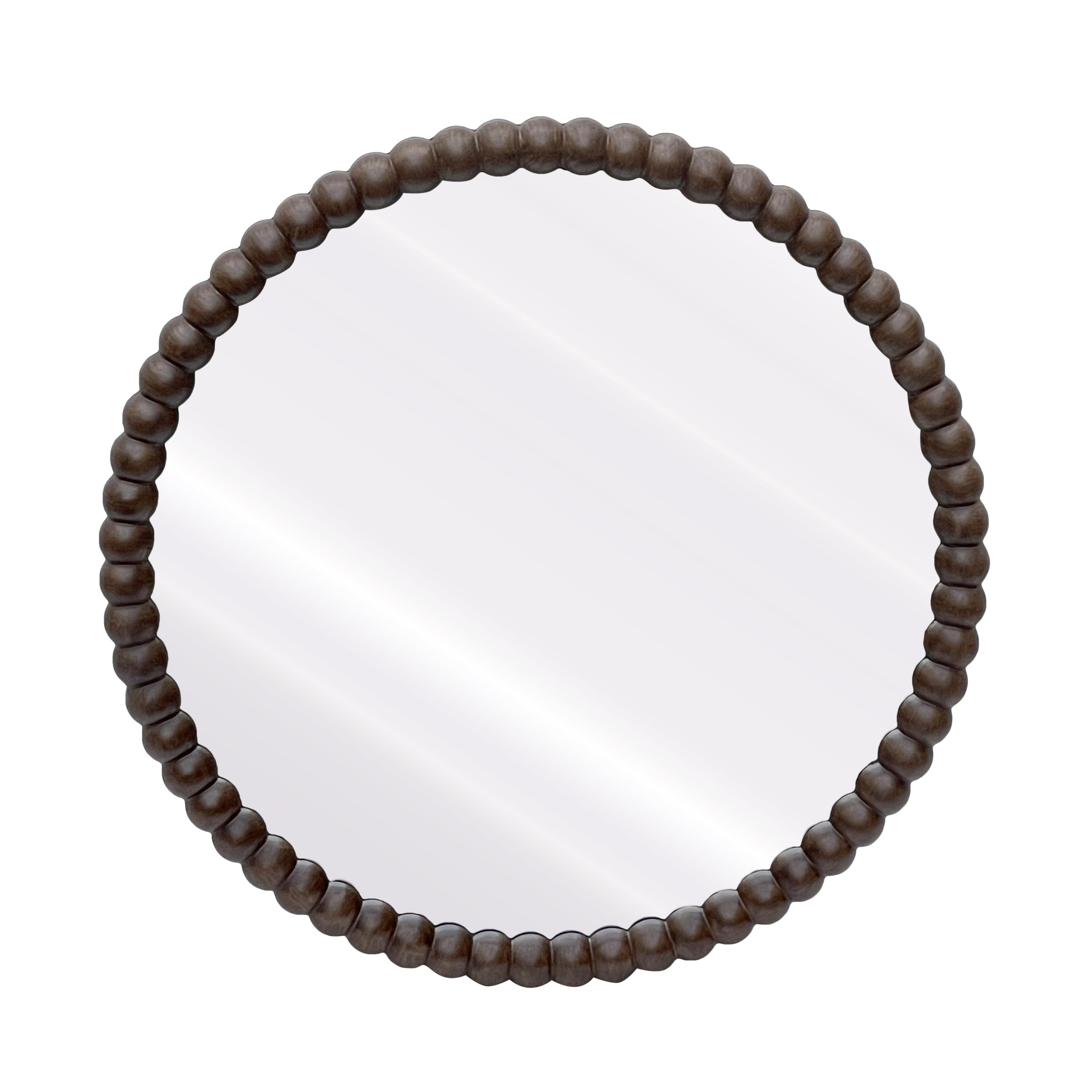 by fonQ Pompom Spiegel Ø 71 cm - Walnoot