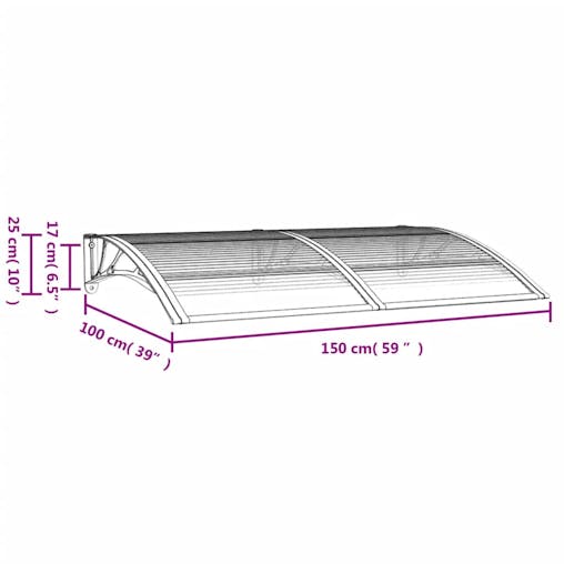 NNEVL Door Canopy Grey 150x100 cm Polycarbonate