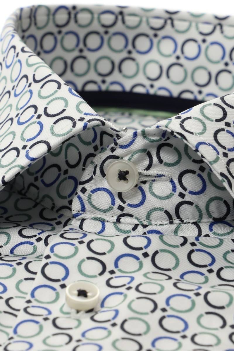 ETERNA Slim Fit Hemd blau/grün, Bedruckt (extra langer Arm)