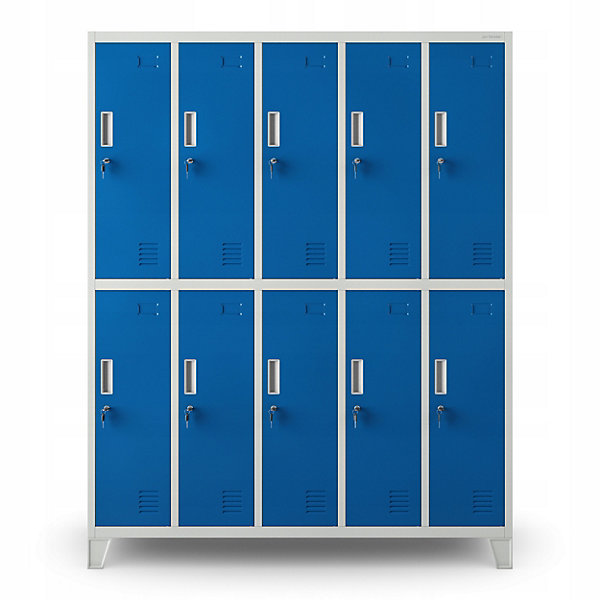 Armoire sociale à 10 portes BARTEK, 1360 x 1720 x 450 mm bleu