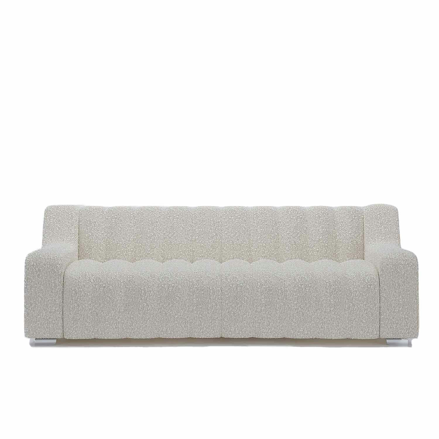 GARANCE - Canapé couleur crème tissu bouclette 3 places