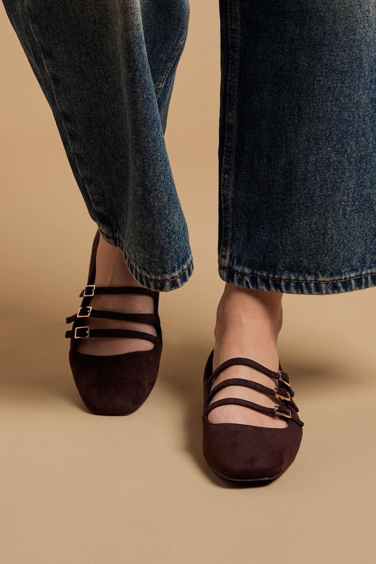 Oasis Madalena Faux Suede Multi MaryJane Ballet Pumps