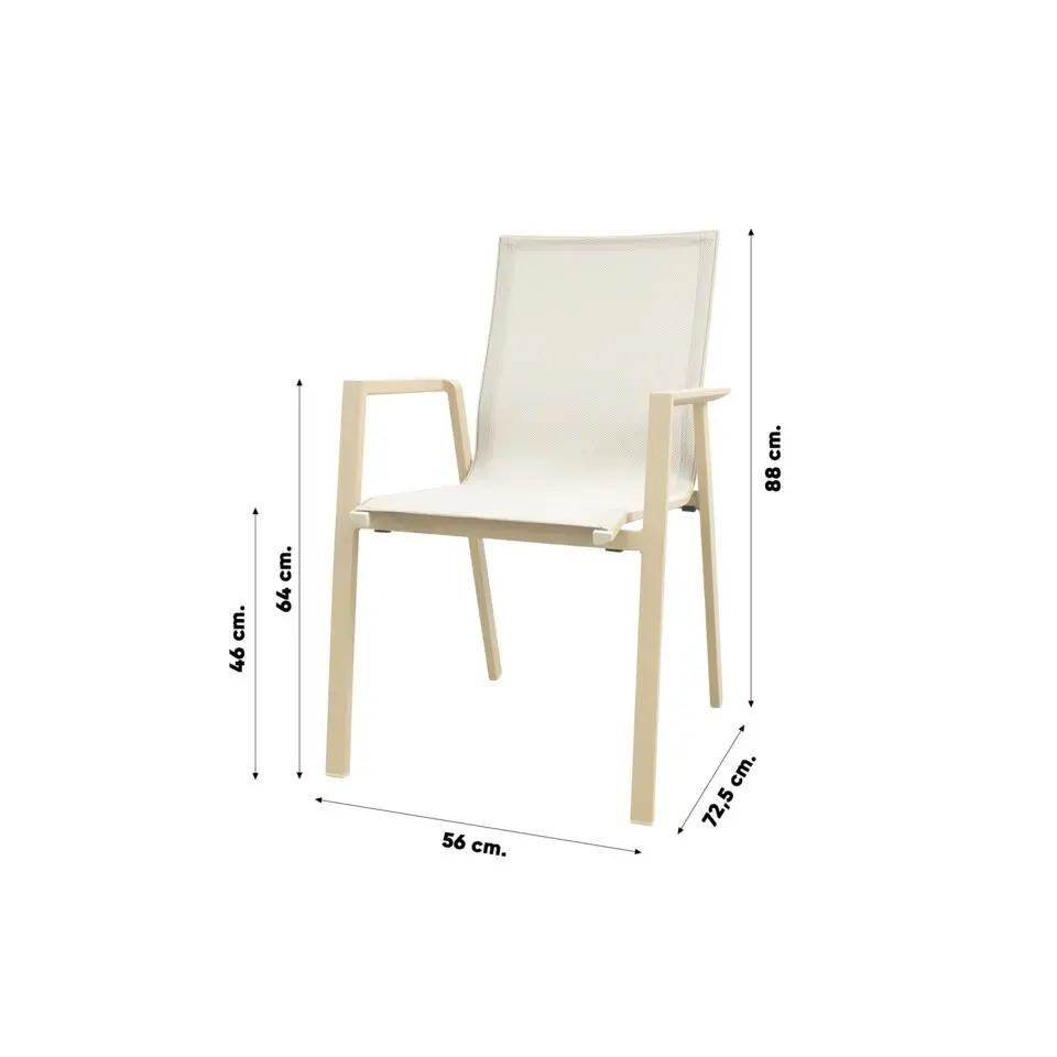 Set van 6 - Atmos stapelbare tuinstoelen - Latte/Beige