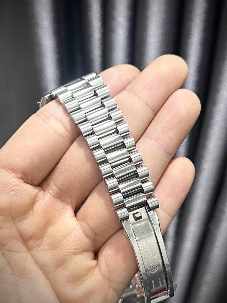 Rolex Day-Date 904L Steel Ice Blue Arabic Dial CZ Diamonds 40mm Super Clone