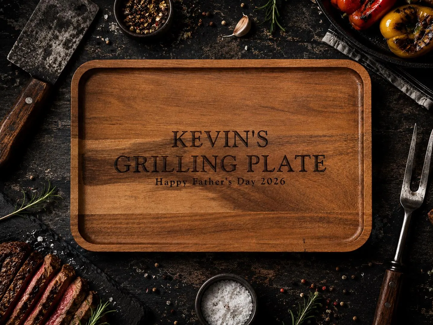 Custom Grilling Plate for Grandpa or Dad, Personalized Grilling Tray, Mens BBQ Gift for Him, Personalized Grill Gift