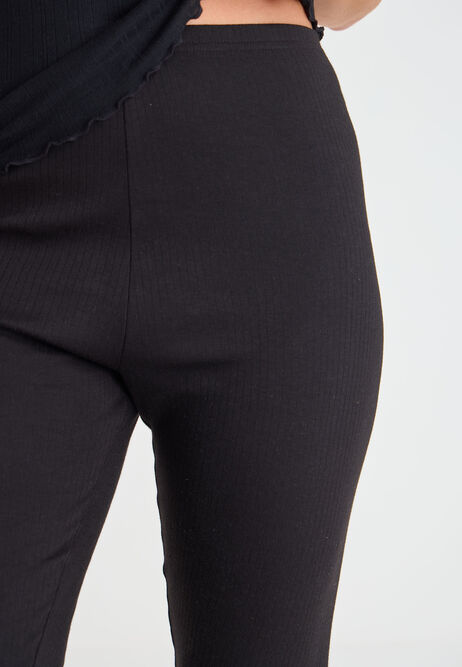 Womens Black Thermal Ribbed Leggings