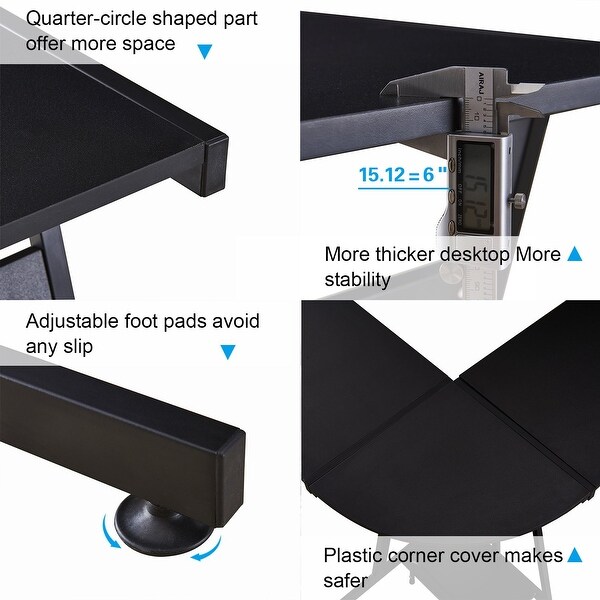 Mcombo Reversible Brown Gaming Desk Corner Desk Modern L-Shaped Desk Computer Desk for Home Office
