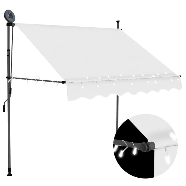 Markiza Balkonowa Tarasowa Ręcznie Zwijana Zadaszenie Ogrodowe LED 150 cm
