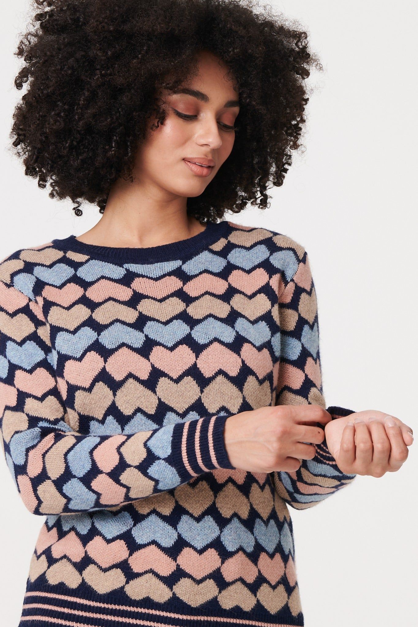 Izabel London Heart Print Long Sleeve Jumper