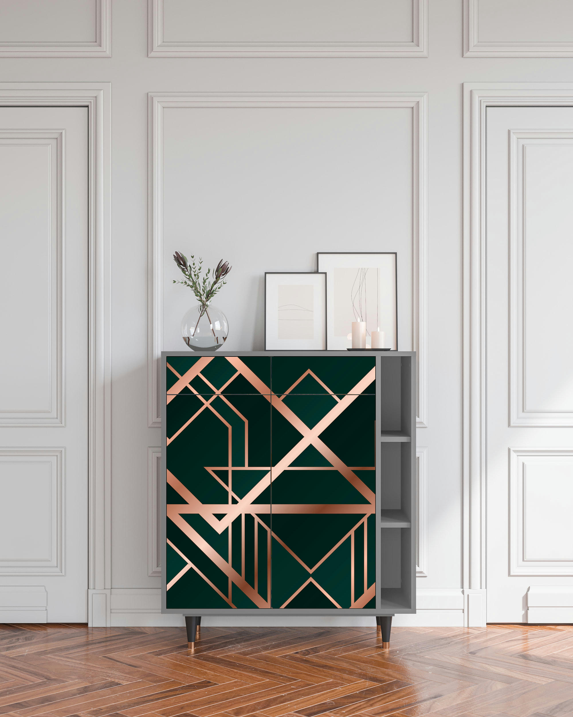 EMERALD GATSBY - Buffet  vert 2 tiroirs et 2 portes L 94 cm