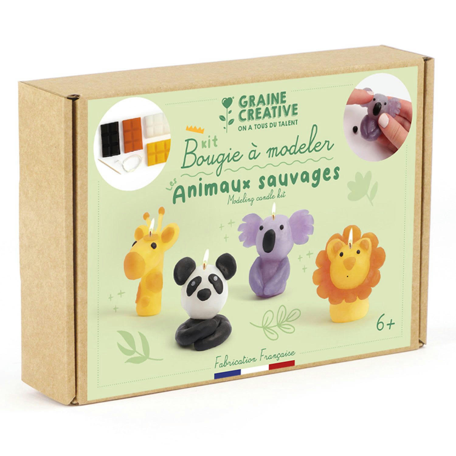 - Coffret DIY bougies à modeler Animaux sauvages