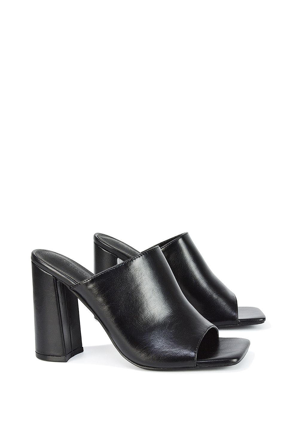 XY London Sunday' Square Toe Block High Heel Mule Peep Toe Sandals