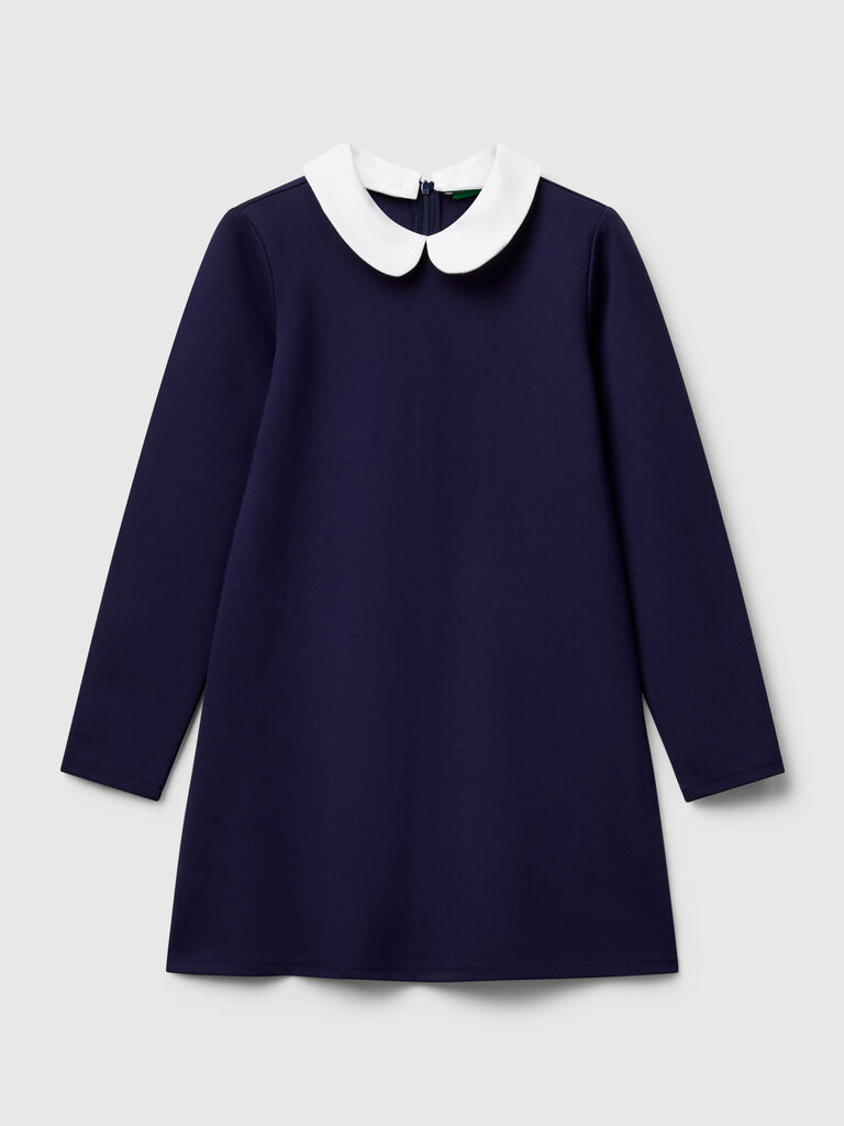 Dress with collar in viscose blend