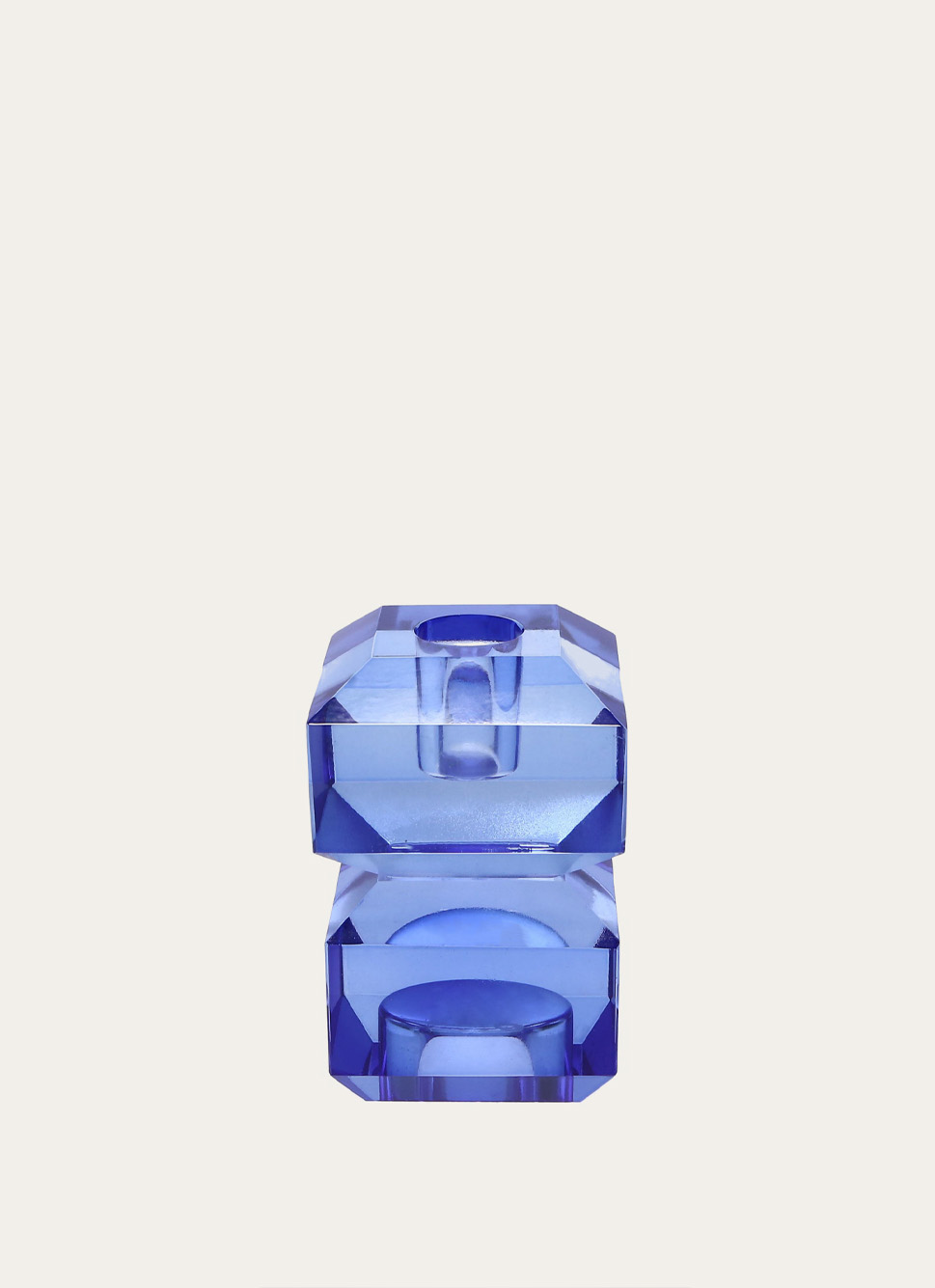 BOUGEOIR EN CRISTAL BLEU