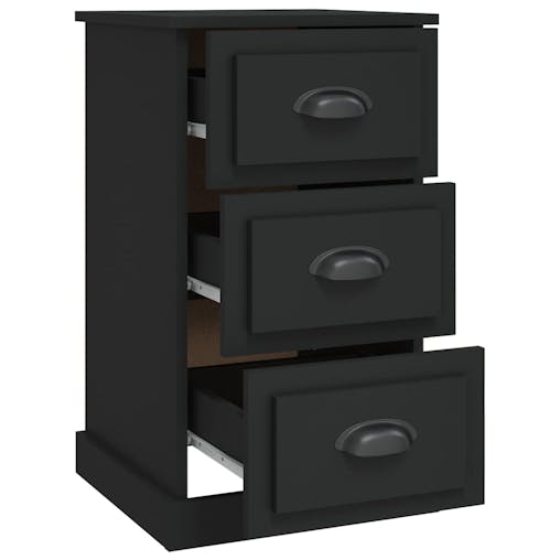NNEVL Bedside Cabinet Black 39x39x67 cm Engineered Wood