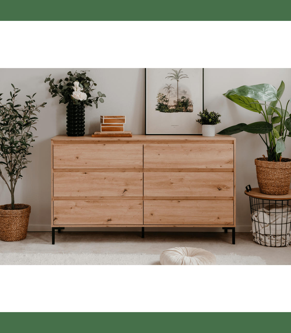 PIANA - Commode 6 tiroirs effet bois L150 x H87 cm