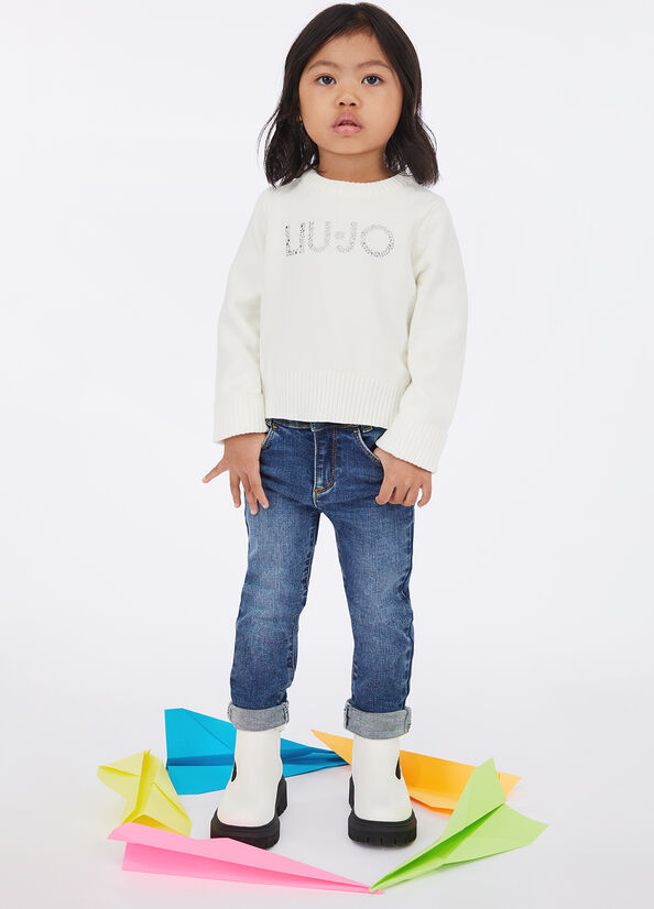 Maglia con logo e strass