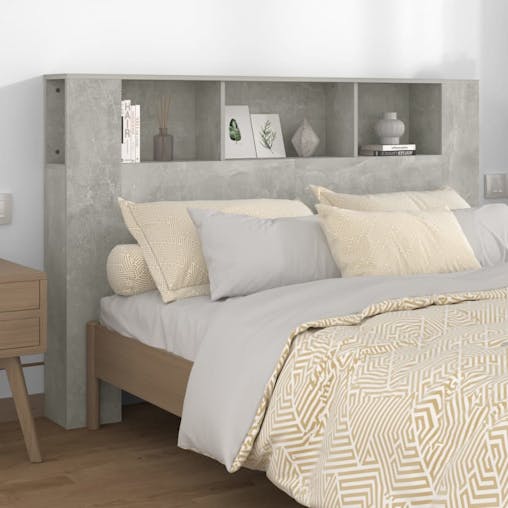 NNEVL Headboard Cabinet Concrete Grey 160x18.5x104.5 cm