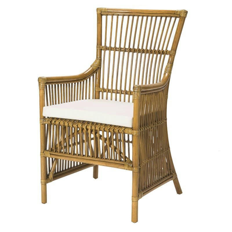 AMELIE - Fauteuil de style colonial en rotin jaune