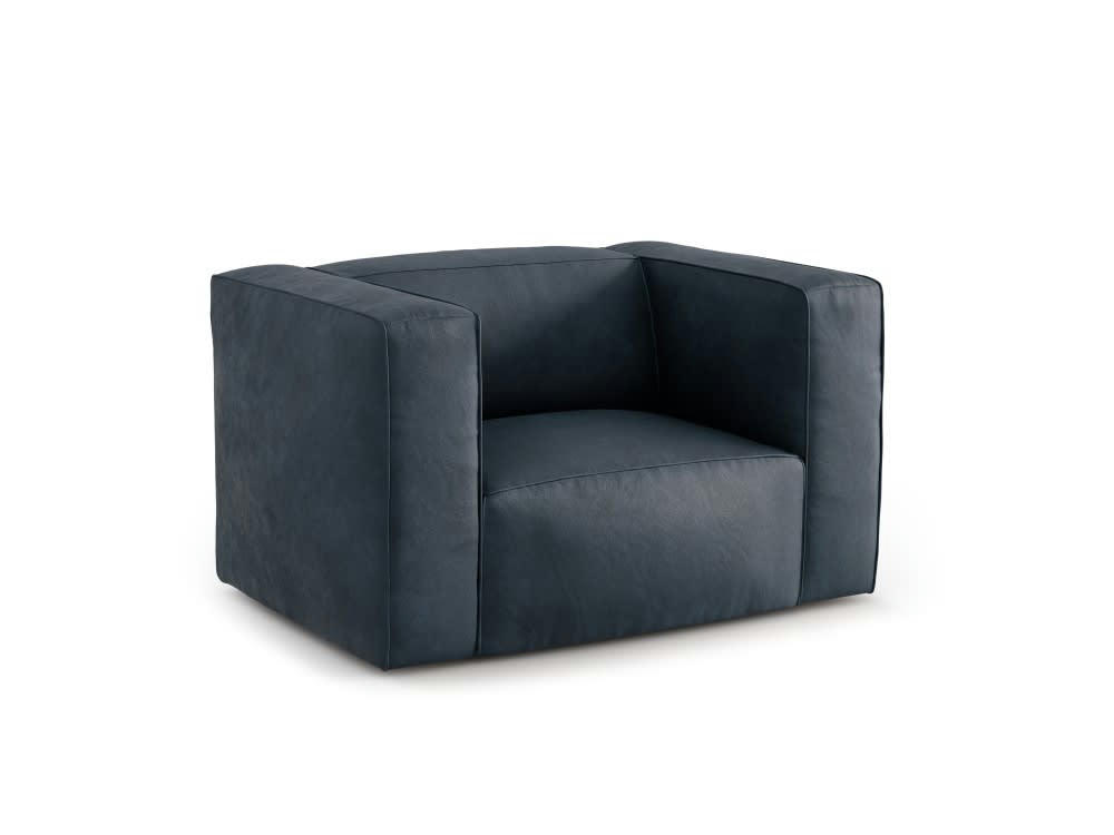 MUSE - Fauteuil 1 place XL en cuir bleu