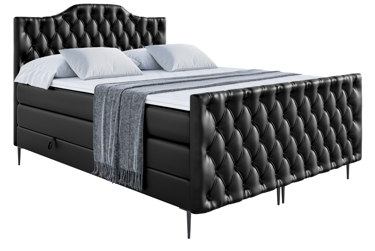 Łóżko kontynentalne - pojemnik, materac, nóżki VILA-1-FC-Z KING 120x200 cm