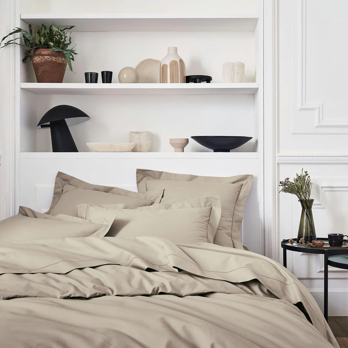 PREMIÈRE - Housse de couette unie en percale de coton Lin 200x200