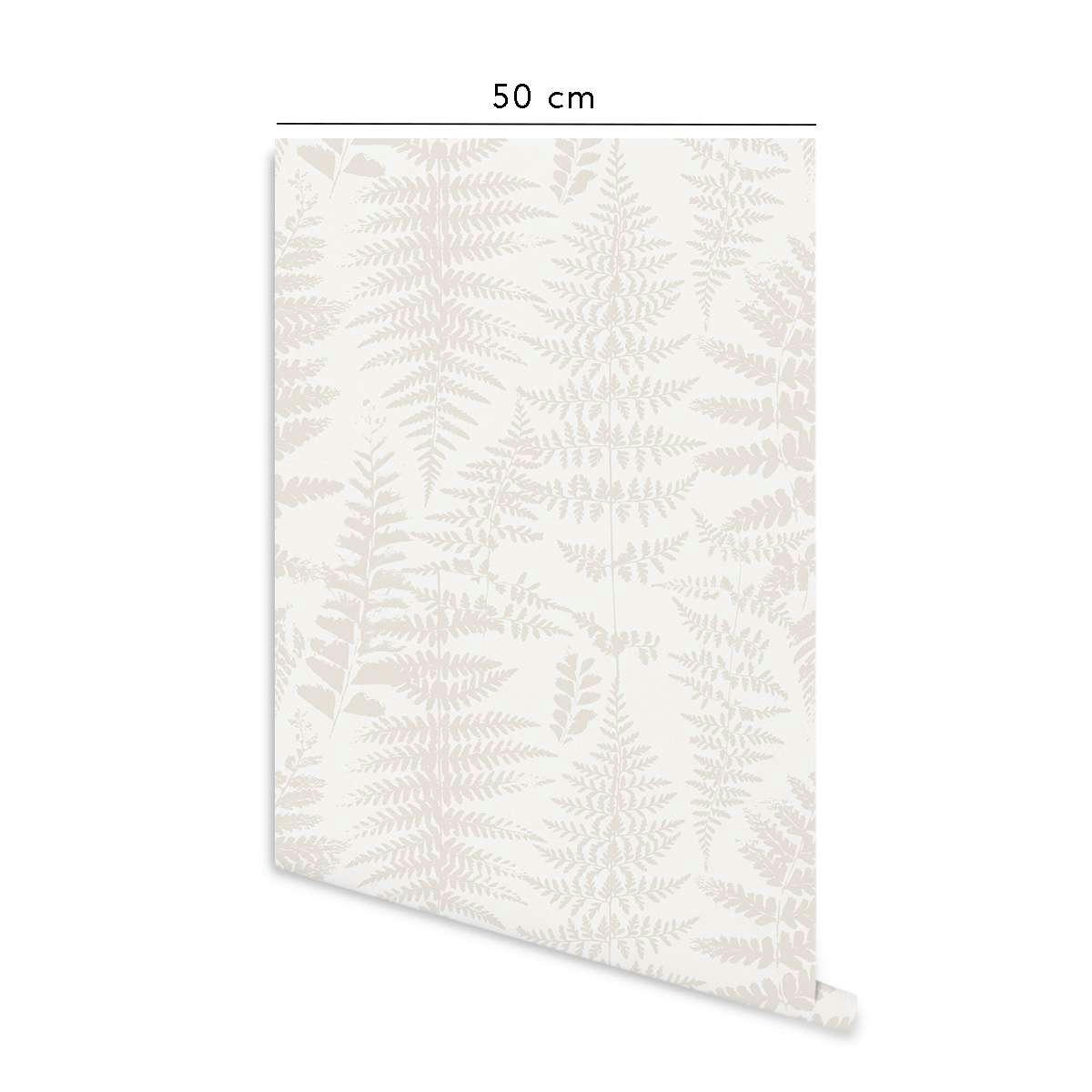 FERN - Papier peint vinyle adhésif fougère ivoire 50x300 cm