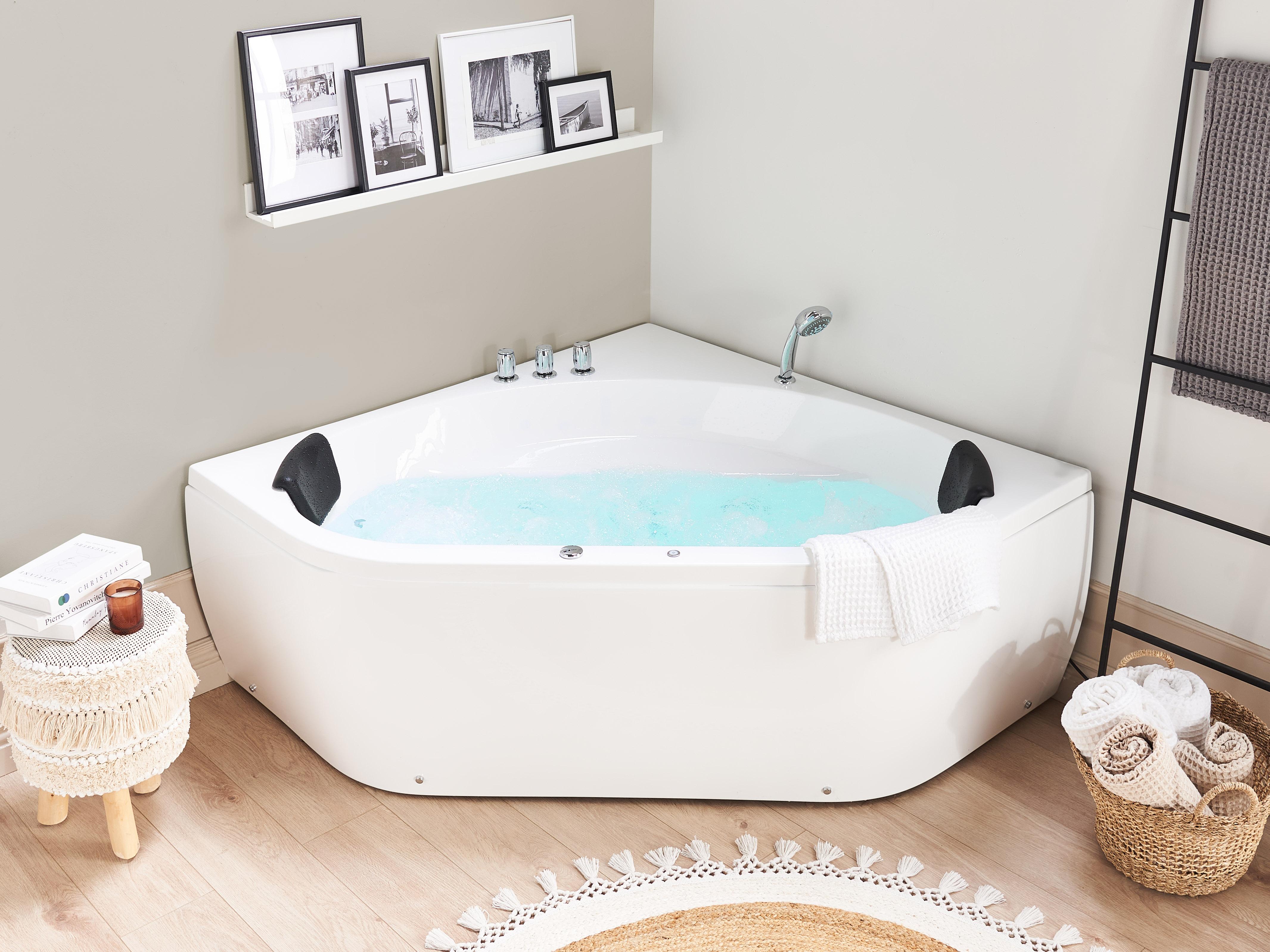 Corner Hot Tub with LED MEVES 1400 x 1400 mm White
